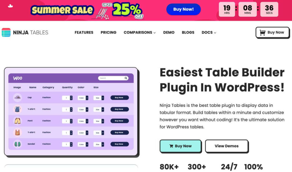 Countdown timer Ninja Tables