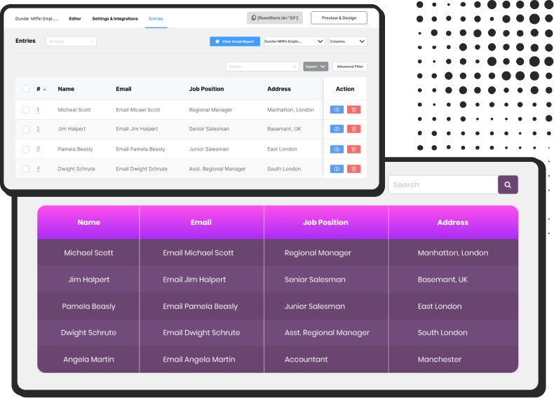 Ninja Tables Fluent Forms integration