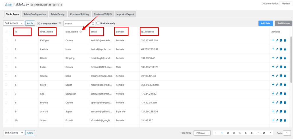 import CSV file with same column key