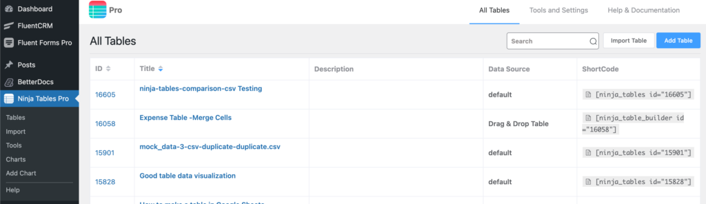 Import Table Data from CSV