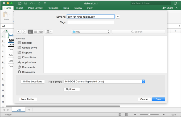 import table from ms-excel