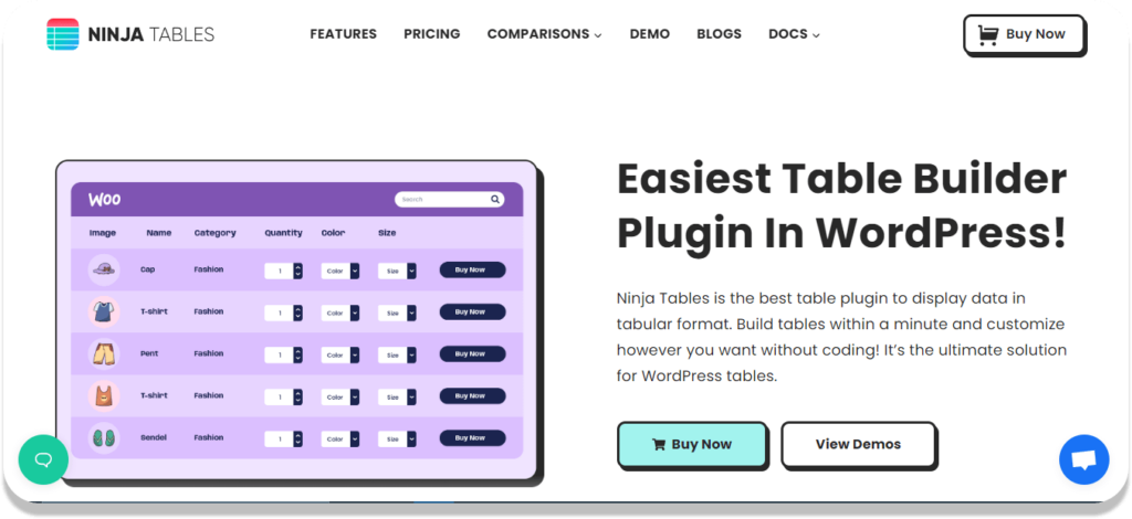 NinjaTables - WordPress Data Visualization Plugins