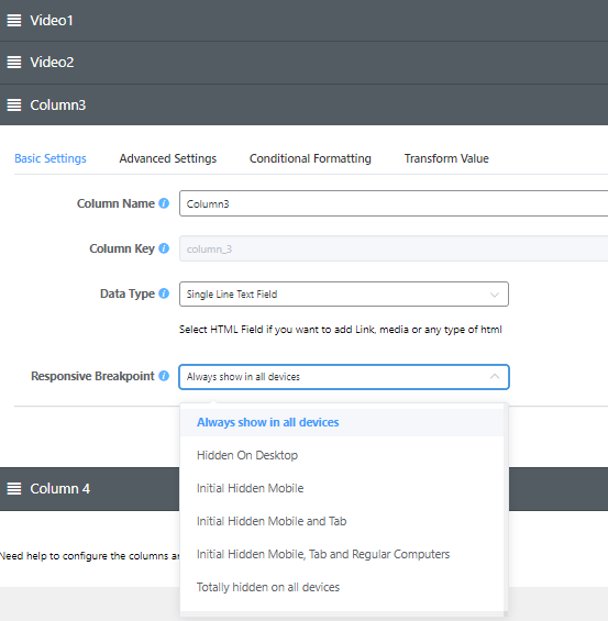 Table responsiveness breakpoint