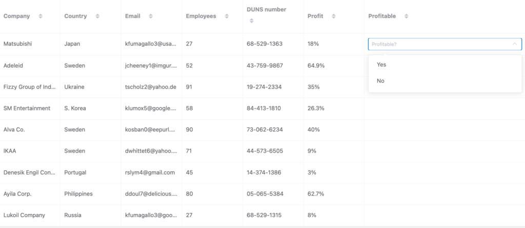 select field dropdown