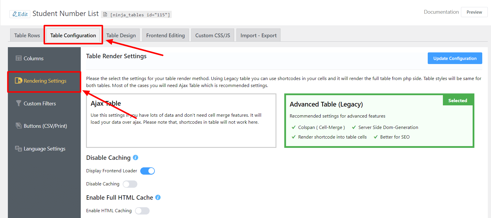 Table-Rendering-Settings