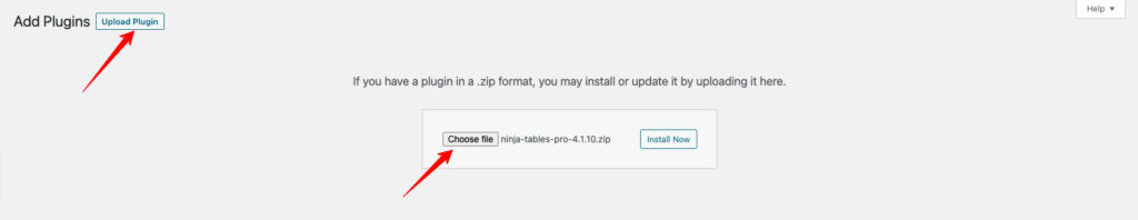 upload ninja tables